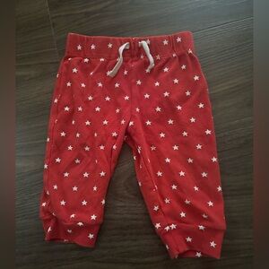 Amazon Essentials Baby 6-9mo Red Jogger Pants with White Star Print